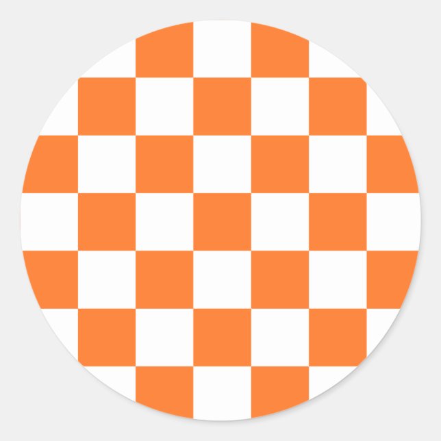 Classic visual salmon chequerboard  round sticker (Front)