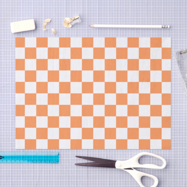 Classic visual salmon chequerboard  tissue paper (Craft)