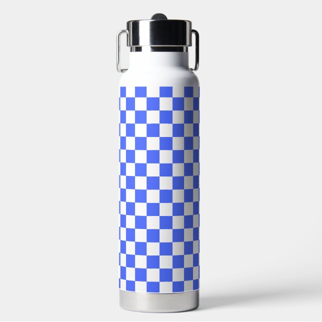 Classic visual sapphire checkerboard  water bottle (Front)