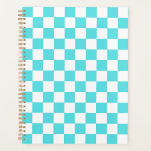 Classic visual turquoise blue checkerboard planner