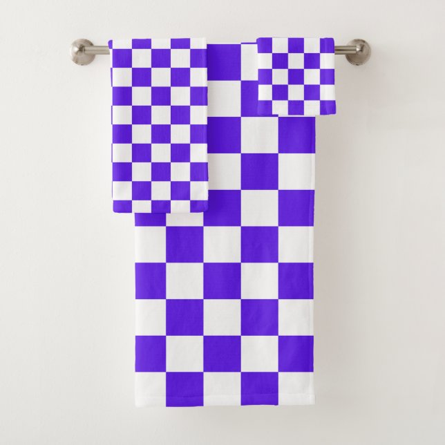 Classic visual violet chequerboard  bath towel set (Insitu)