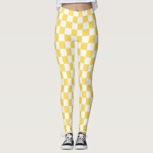 Classic visual yellow checkerboard leggings