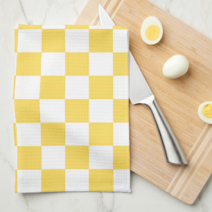 Classic visual yellow chequerboard tea towel