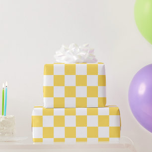 Classic visual yellow chequerboard  wrapping paper