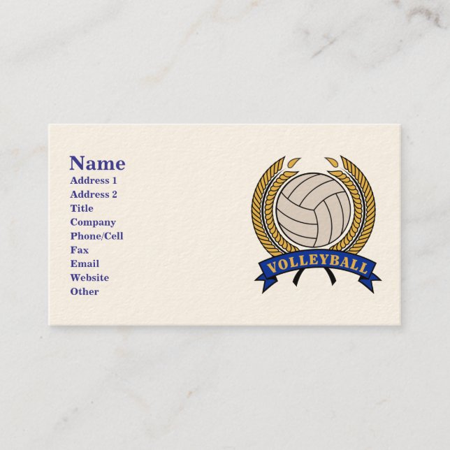 Classic Volleyball Design Business Cards (Front)