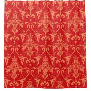 classic wallpaper with Victorian ornament, red and Shower Curtain