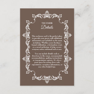 Classic Warm Mocha Brown Ornately Framed Wedding Enclosure Card