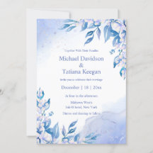 classic watercolor blue floral winter wedding