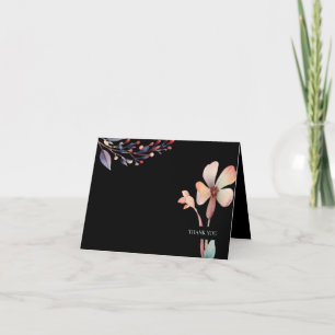 Classic Watercolor Blue Leaves Floral Thank You Card