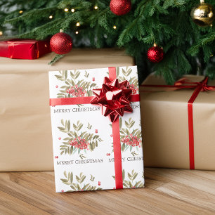 Classic Watercolor Christmas Berries Wrapping Paper