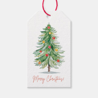 Classic Watercolor Christmas Tree Gift Tag