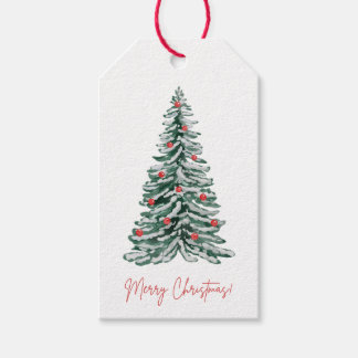 Classic Watercolor Christmas Tree Gift Tags
