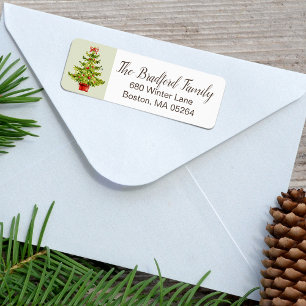 Classic Watercolor Christmas Tree Return Address