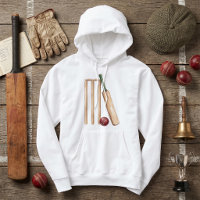 Classic Watercolor Cricket Bat and Ball