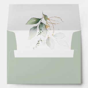 Classic Watercolor Eucalyptus Greenery  Envelope