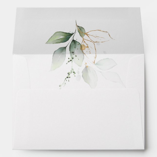 Classic Watercolor Eucalyptus Greenery  Envelope (Back (Bottom))