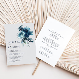 Classic Watercolor Floral Back & Front Wedding  Invitation