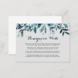 Classic Watercolor Floral Honeymoon Wish  Enclosure Card<br><div class="desc">This classic watercolor floral honeymoon wish enclosure card is perfect for a rustic wedding. The design features watercolor hand-painted blue flowers and foliage neatly assembled into a lovely bouquet.</div>