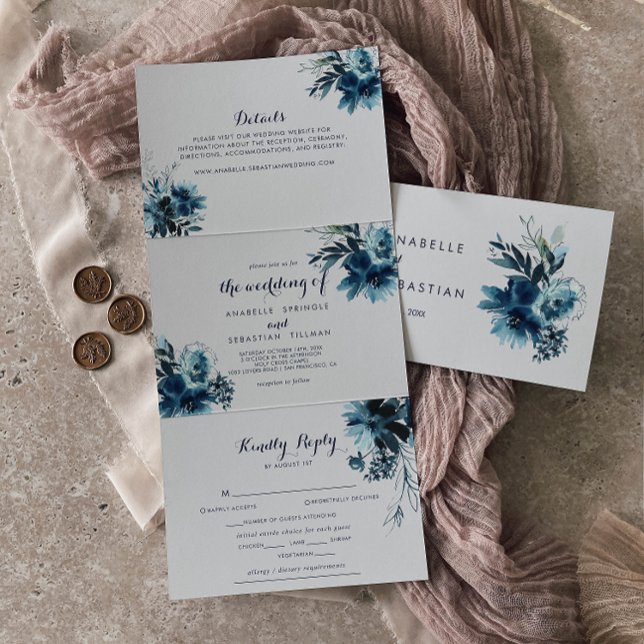 Classic Watercolor Floral Trifold Wedding  (Creator Uploaded)