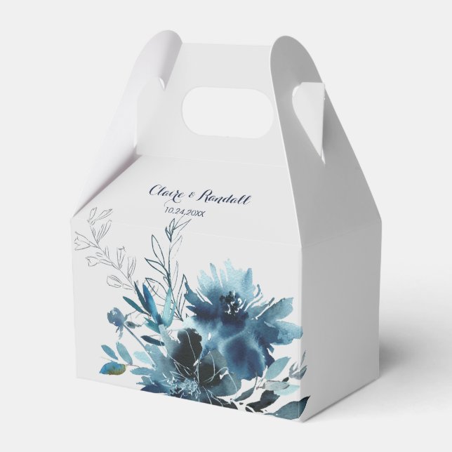 Classic Watercolor Floral Wedding  Favour Box (Front Side)