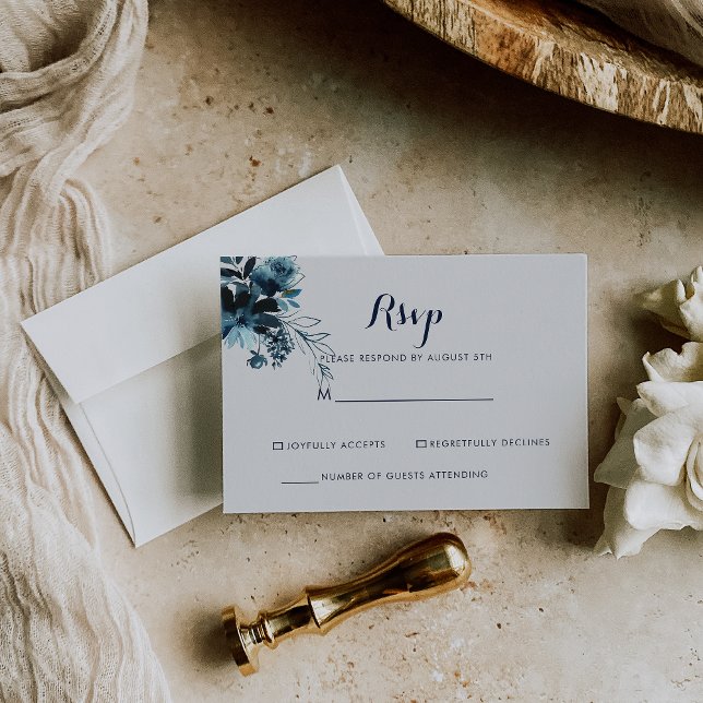 Classic Watercolor Floral White RSVP Card (Creator Uploaded)