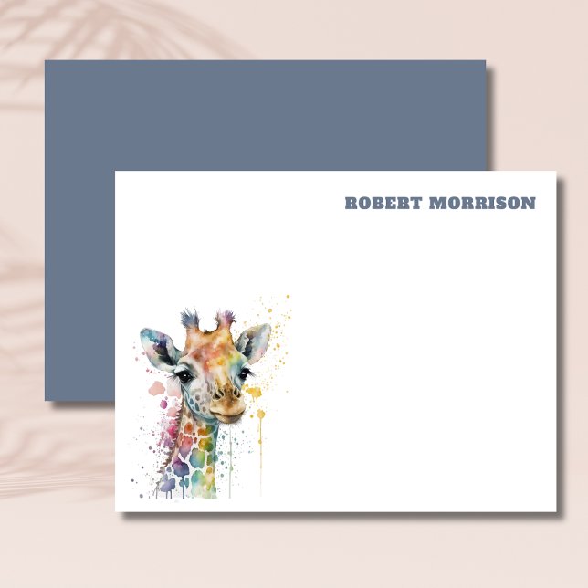 Classic Watercolor Giraffe Stationery Note Card (Creator Uploaded)