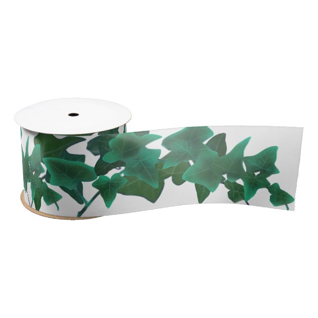 Classic watercolor Green English Ivy  Satin Ribbon (Spool)