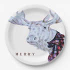 Classic Watercolor Moose Merry Christmas
