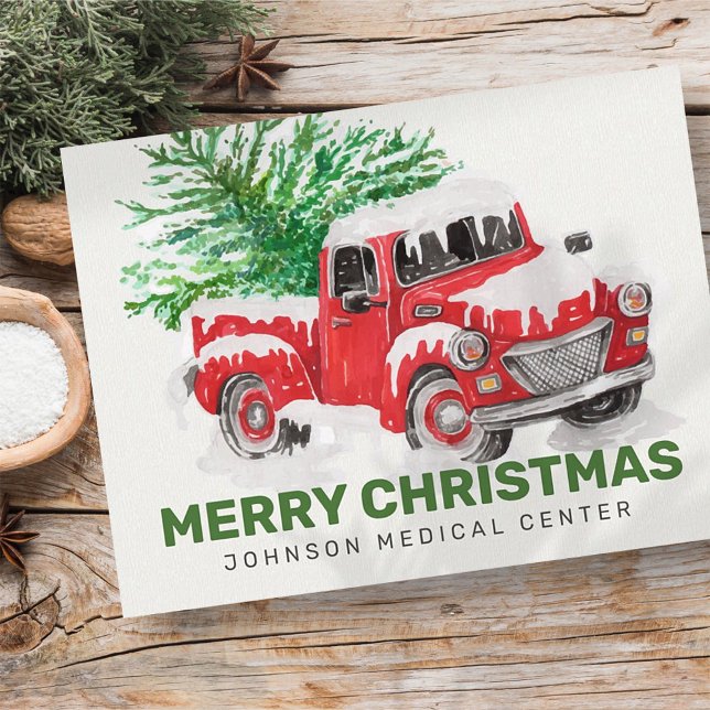 Classic Watercolor Red Truck Christmas Holiday Postcard (Creator Uploaded)
