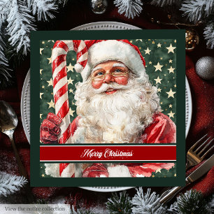 Classic Watercolor Santa Claus Holiday Napkins