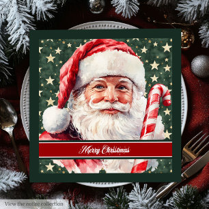 Classic Watercolor Santa Claus Holiday Napkins