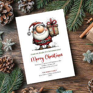 Classic Watercolor Santa Whimsical Christmas Card