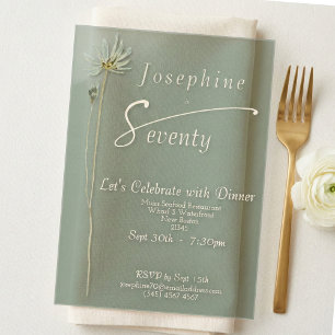Classic Watercolor Wildflower Sage 70th Birthday Acrylic Invitations
