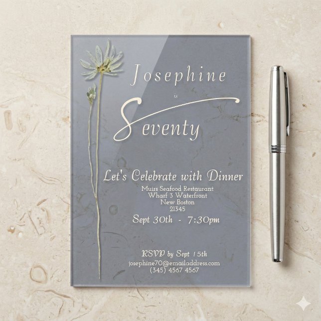 Classic Watercolor Wildflower Slate 70th Birthday Acrylic Invitations (Creator Uploaded)