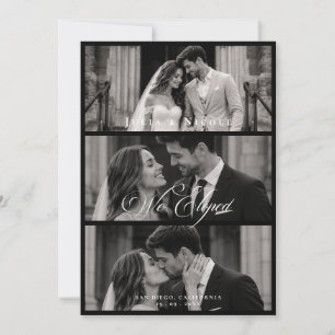 Classic We Eloped 3 Photo Wedding Announcement