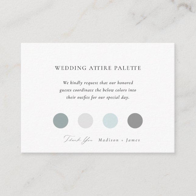 Classic Wedding Attire Colour Palette Enclosure Card (Front)