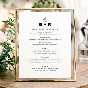 Classic Wedding Bar Menu Sign Minimalist White