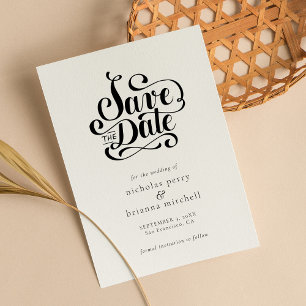 Classic Wedding Calligraphy Modern Elegant Save The Date