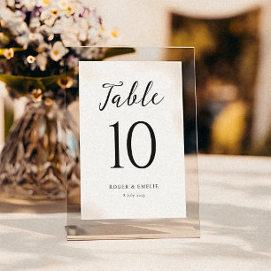 Classic Wedding Calligraphy Table Number Sign