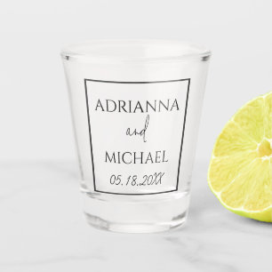 Classic Wedding Couple's Name and Date Shot Glass