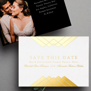 Classic Wedding Geometric Gold Save the Date