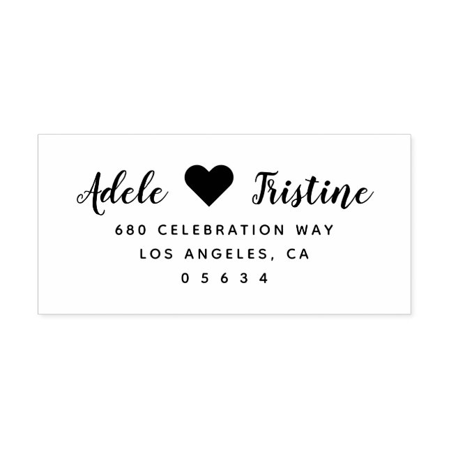 Classic Wedding Heart Return Address Rubber Stamp (Imprint)