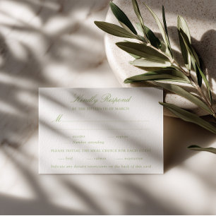 Classic Wedding Meal Selection RSVP Card