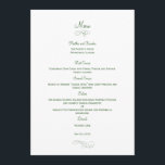 Classic Wedding Menu Card - (Green) Menu Cards<br><div class="desc">Sophisticated and full of charm,  these Classic menu cards are sure to bring an elegant touch to your table. Available in a variety of colours. Custom colours available upon request.</div>