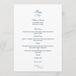 Classic Wedding Menu Card - (Navy) Menu Cards