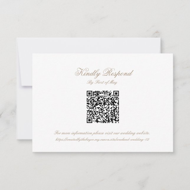 Classic Wedding Monogram Crest QR code RSVP Card (Front)