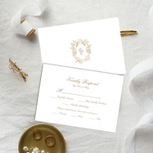 Classic Wedding Monogram Crest RSVP Card