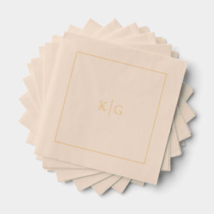 Classic Wedding Monogram Personalised Gold Frame Foil Napkins