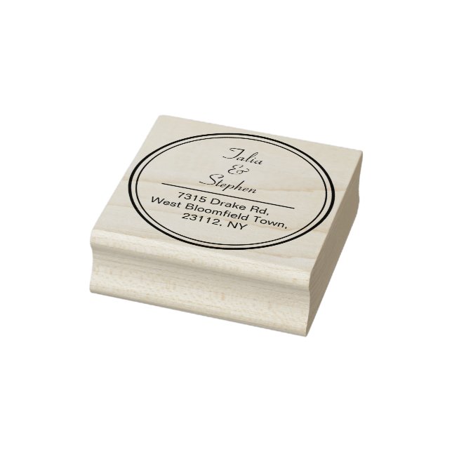 Classic Wedding Names & Round Return Address Rubber Stamp (Stamp)
