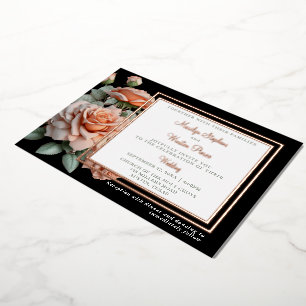 Classic Wedding Peach Rose Foil Invitation